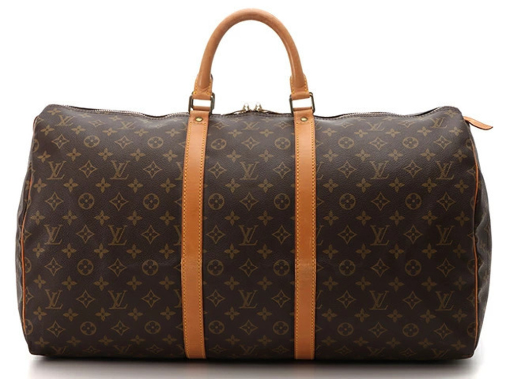 LOUIS VUITTON Keepall Monogram Boston Bag Brown